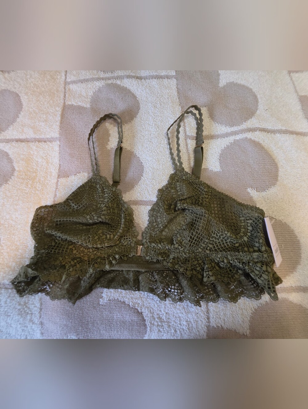 Auden Olive Lace Bralette with Scalloped Hem